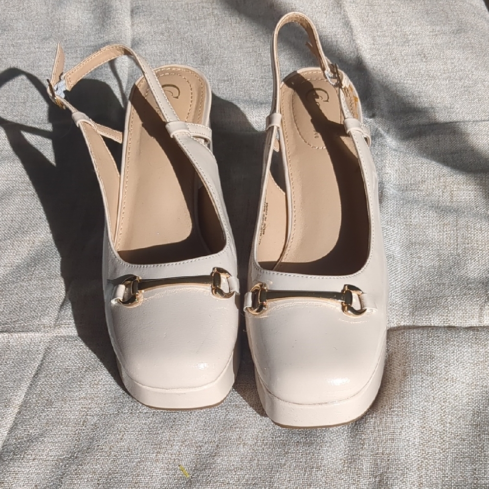Elegant Cream Slingback Women Shoes